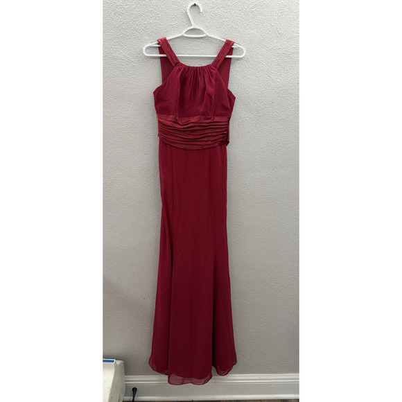 Davids Bridal Womens Dress Size 4 Red Sleeveless Satin Formal Wedding - Picture 1 of 9